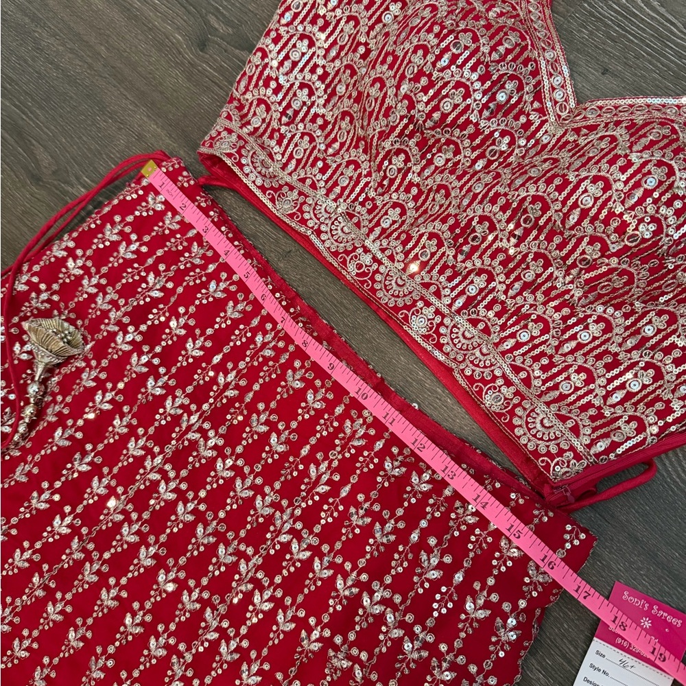 Red Embroidered Two-Piece Set